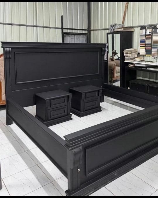 Brown Wooden bed with side drawers